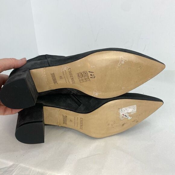 New L’AGENCE  Women Jeanne Pointed Toe
Graphite Gray Brown Suede Bootie - Picture 11 of 11